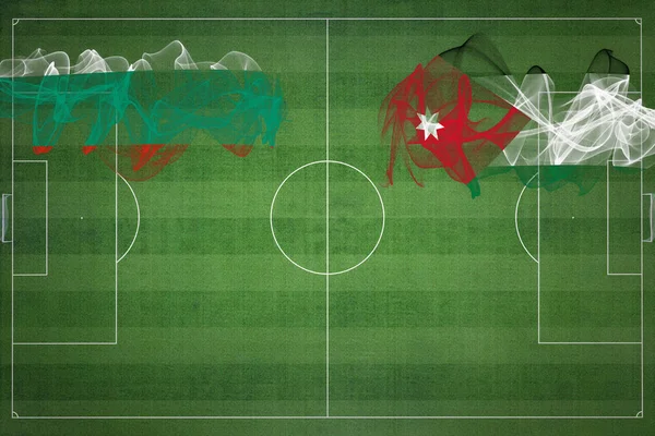 Bulgarije Jordan Voetbal Match Nationale Kleuren Nationale Vlaggen Voetbalveld Voetbalwedstrijd — Stockfoto