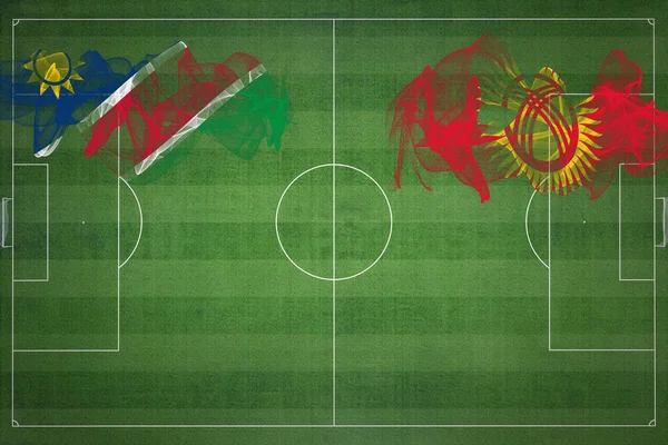 Namibie Kyrgyzstán Soccer Match Národní Barvy Národní Vlajky Fotbalové Hřiště — Stock fotografie