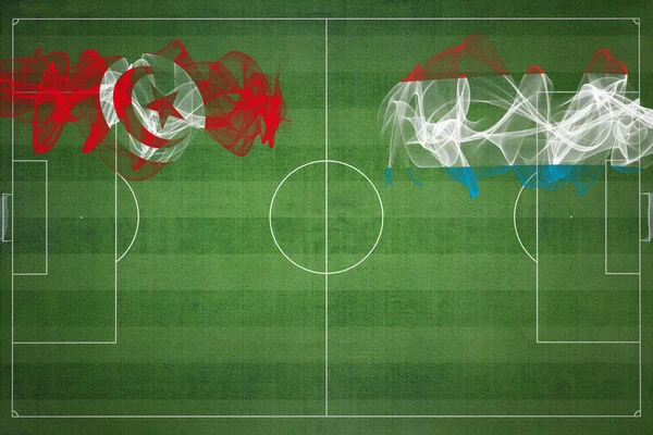 Tunesië Luxemburg Voetbal Match Nationale Kleuren Nationale Vlaggen Voetbalveld Voetbalwedstrijd — Stockfoto
