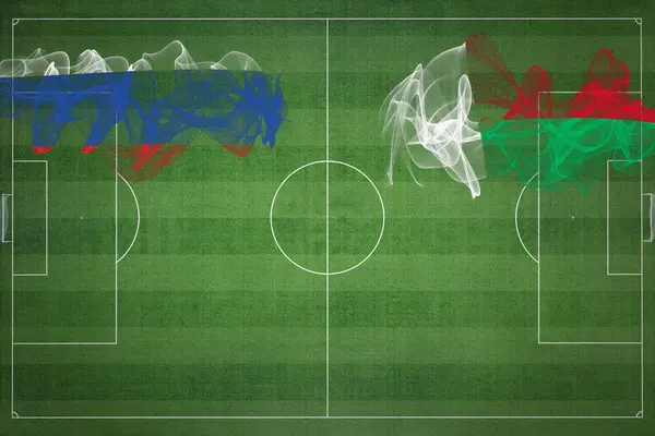 Матч Россия Мадагаскар Национальные Цвета Национальные Флаги Футбольное Поле Футбольный — стоковое фото