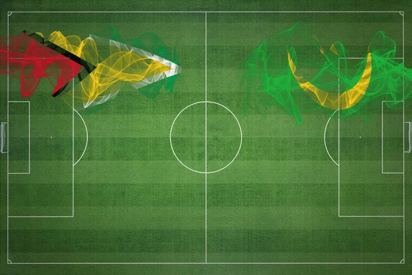 Guyana Mauritania Fútbol Partido Colores Nacionales Banderas Nacionales Campo Fútbol —  Fotos de Stock