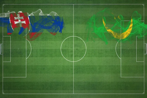 Szlovákia Mauritánia Soccer Match Nemzeti Színek Nemzeti Zászlók Focipálya Labdarúgó — Stock Fotó