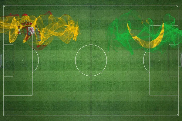 España Mauritania Fútbol Partido Colores Nacionales Banderas Nacionales Campo Fútbol — Foto de Stock