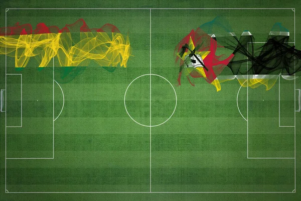 Bolívie Mosambik Soccer Match Národní Barvy Národní Vlajky Fotbalové Hřiště — Stock fotografie