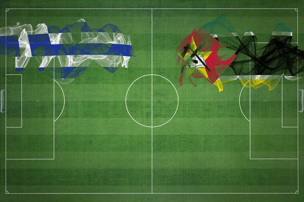 Řecko Mosambik Soccer Match Národní Barvy Národní Vlajky Fotbalové Hřiště — Stock fotografie