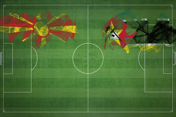 North Macedonia Mosambik Soccer Match Národní Barvy Národní Vlajky Fotbalové — Stock fotografie
