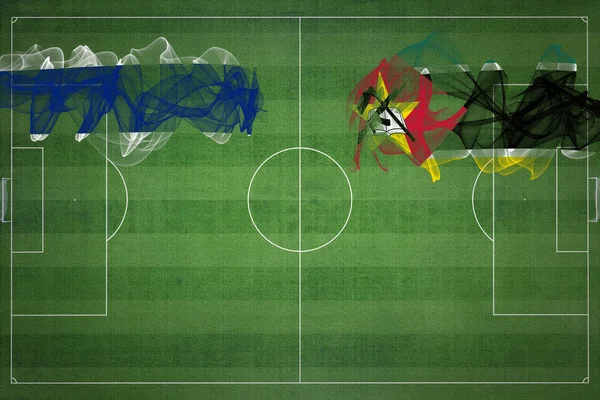Матч Таиланд Мозамбик Национальные Цвета Национальные Флаги Футбольное Поле Футбольный — стоковое фото