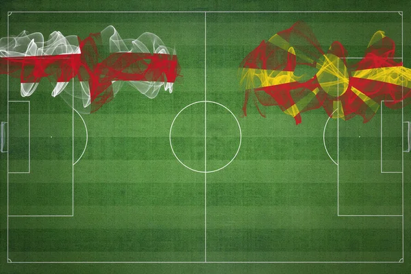 Engeland Noord Macedonië Voetbal Match Nationale Kleuren Nationale Vlaggen Voetbalveld — Stockfoto