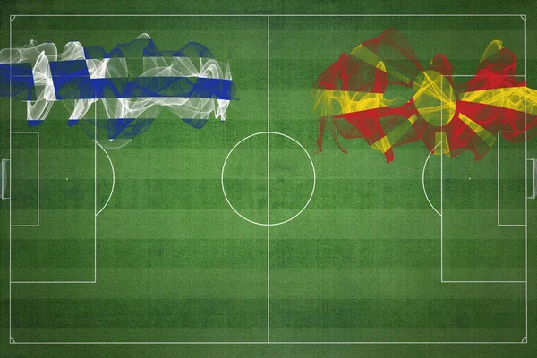 Grekland North Macedonia Fotboll Match Nationella Färger Nationella Flaggor Fotbollsplan — Stockfoto