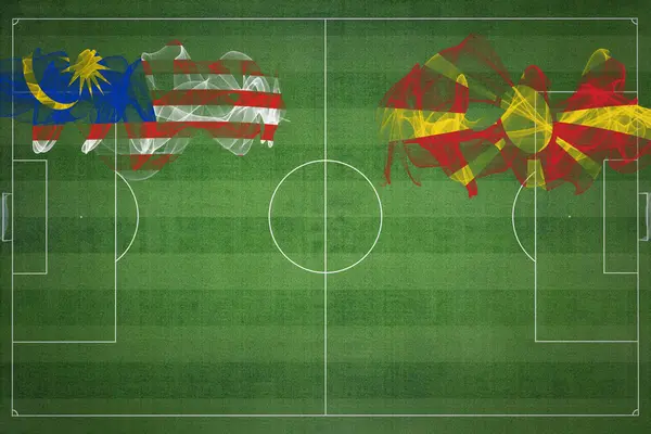 Malezya Kuzey Makedonya Futbol Maçı Ulusal Renkler Ulusal Bayraklar Futbol — Stok fotoğraf