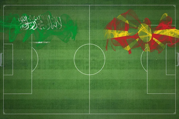 Saudi Arabia North Macedonia Soccer Match National Colors National Flags — Stock Photo, Image