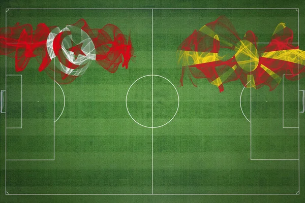 Tunezja North Macedonia Soccer Match Kolory Narodowe Flagi Narodowe Boisko — Zdjęcie stockowe