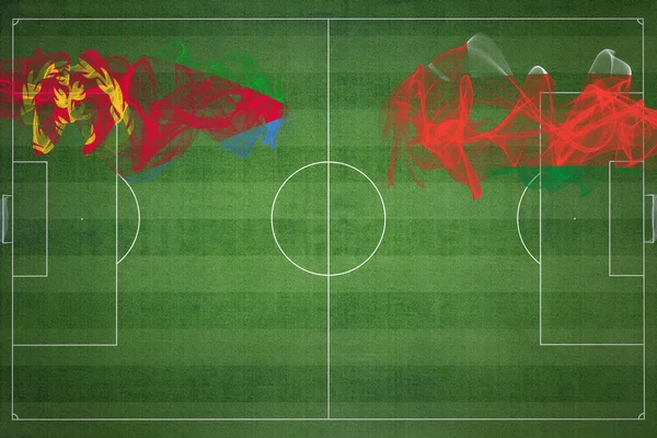 Eritrea Oman Voetbal Match Nationale Kleuren Nationale Vlaggen Voetbalveld Voetbalwedstrijd — Stockfoto