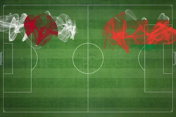 Матч Япония Оман Национальные Цвета Национальные Флаги Футбольное Поле Футбольный — стоковое фото