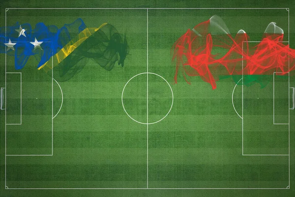 Матч Соломоновы Острова Против Омана Национальные Цвета Национальные Флаги Футбольное — стоковое фото