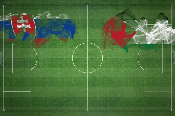 Slovensko Palestina Soccer Match Národní Barvy Národní Vlajky Fotbalové Hřiště — Stock fotografie