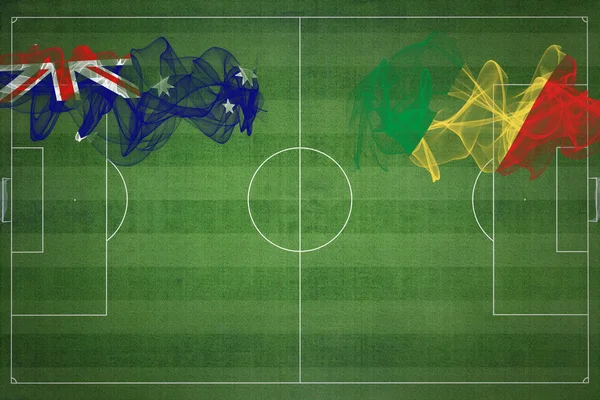 Australien Kongo Fotboll Match Nationella Färger Nationella Flaggor Fotbollsplan Fotbollsmatch — Stockfoto
