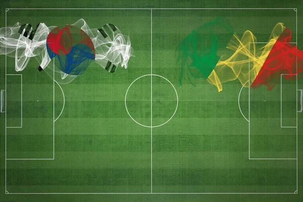 Sydkorea Kongo Fotboll Match Nationella Färger Nationella Flaggor Fotbollsplan Fotbollsmatch — Stockfoto