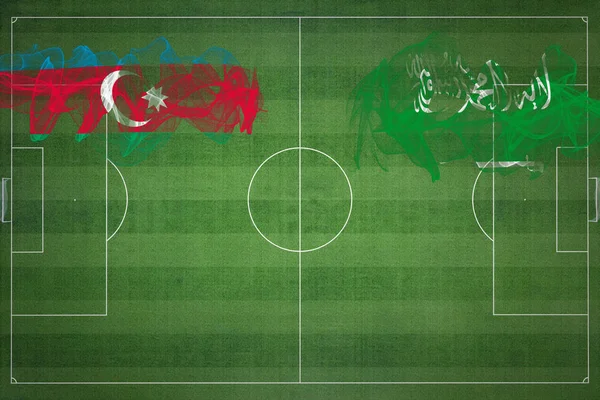 Футбольный Матч Между Азербайджаном Саудовской Аравией Национальные Цвета Национальные Флаги — стоковое фото