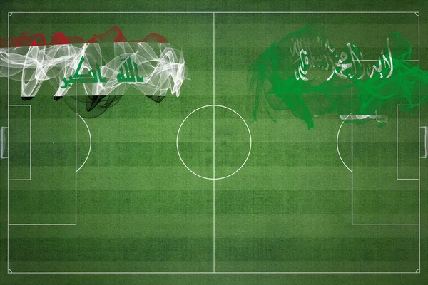 Футбольный Матч Ирак Саудовская Аравия Национальные Цвета Национальные Флаги Футбольное — стоковое фото
