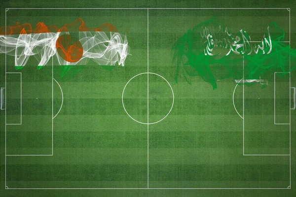 Niger Saudi Arabia Soccer Match Colori Nazionali Bandiere Nazionali Campo — Foto Stock