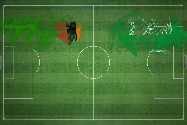 Zambia Saudi Arabia Soccer Match Colori Nazionali Bandiere Nazionali Campo — Foto Stock