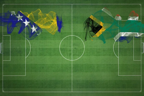 Bósnia Herzegovina África Sul Soccer Match Cores Nacionais Bandeiras Nacionais — Fotografia de Stock