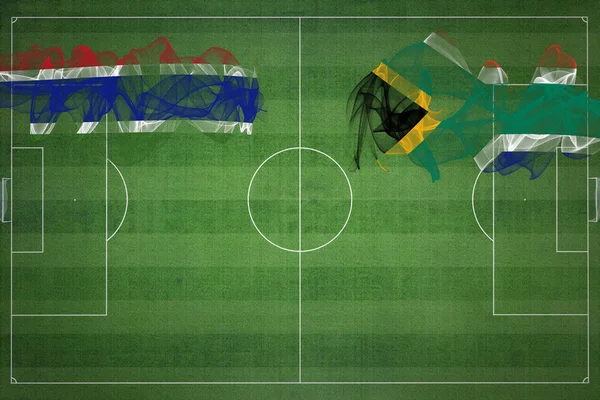 Γκάμπια Εναντίον Της Νότιας Αφρικής Ποδόσφαιρο Αγώνα Εθνικά Χρώματα Εθνικές — Φωτογραφία Αρχείου