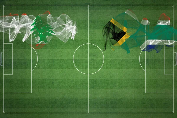 Libanon Jižní Afrika Soccer Match Národní Barvy Národní Vlajky Fotbalové — Stock fotografie