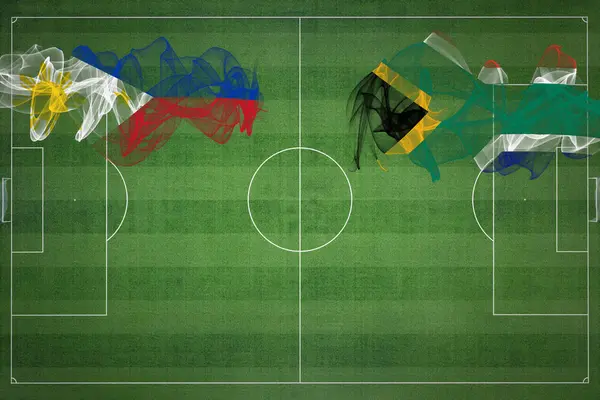 Filipíny Jižní Afrika Soccer Match Národní Barvy Národní Vlajky Fotbalové — Stock fotografie