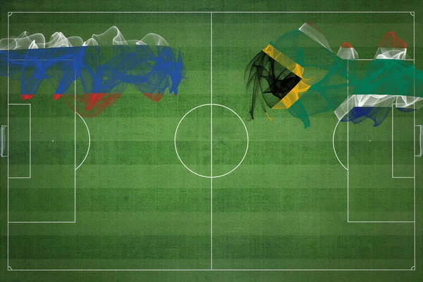 Rusko Jižní Afrika Soccer Match Národní Barvy Národní Vlajky Fotbalové — Stock fotografie