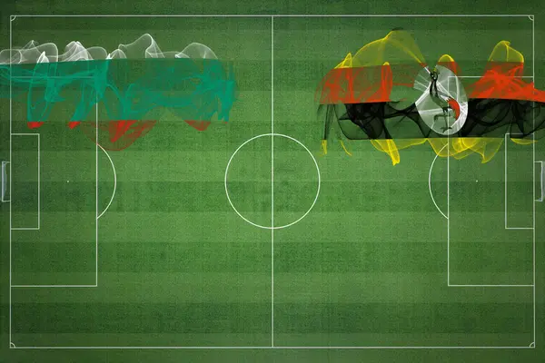 Bulgaria Uganda Soccer Match Colori Nazionali Bandiere Nazionali Campo Calcio — Foto Stock