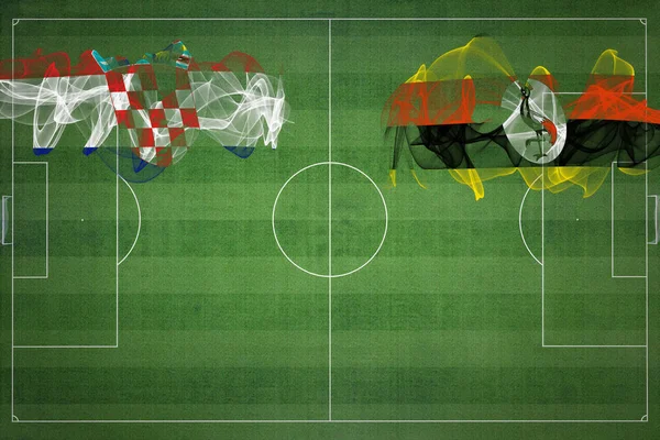 Chorvatsko Uganda Soccer Match Národní Barvy Národní Vlajky Fotbalové Hřiště — Stock fotografie