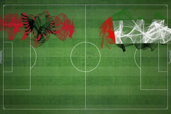 Αλβανία Εναντίον Ηνωμένων Αραβικών Εμιράτων Ποδόσφαιρο Αγώνα Εθνικά Χρώματα Εθνικές — Φωτογραφία Αρχείου