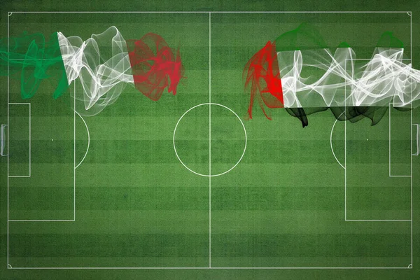 Italië Verenigde Arabische Emiraten Voetbal Match Nationale Kleuren Nationale Vlaggen — Stockfoto
