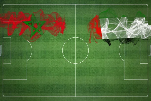 Maroko Spojené Arabské Emiráty Soccer Match Národní Barvy Národní Vlajky — Stock fotografie