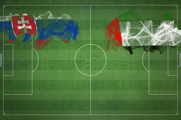 Slovensko Spojené Arabské Emiráty Soccer Match Národní Barvy Národní Vlajky — Stock fotografie