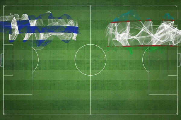 Grecia Uzbekistan Partita Calcio Colori Nazionali Bandiere Nazionali Campo Calcio — Foto Stock