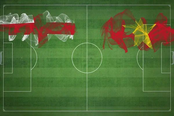 England Vietnam Soccer Match Nationella Färger Nationella Flaggor Fotbollsplan Fotbollsmatch — Stockfoto