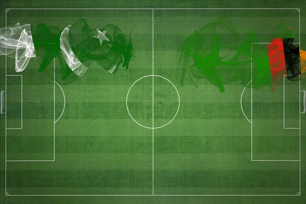 巴基斯坦对赞比亚足球比赛 国家颜色 足球场 足球比赛 比赛理念 复制空间 — 图库照片