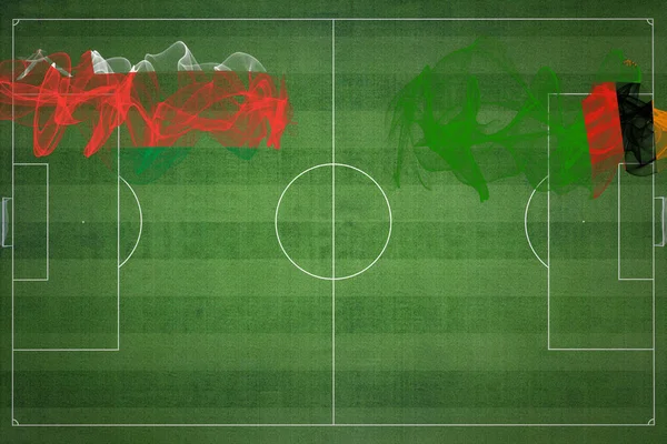 Oman Zambia Soccer Match Nationella Färger Nationella Flaggor Fotbollsplan Fotbollsmatch — Stockfoto