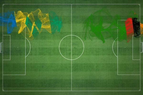 セントビンセント グレナディーンVsザンビアサッカーマッチ ナショナルカラー サッカー場 サッカーゲーム 競技コンセプト コピースペース — ストック写真