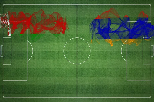 Беларусь Армения Футбольный Матч Национальные Цвета Национальные Флаги Футбольное Поле — стоковое фото
