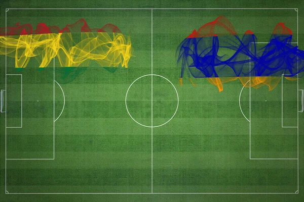 Боливия Армения Футбольный Матч Национальные Цвета Национальные Флаги Футбольное Поле — стоковое фото
