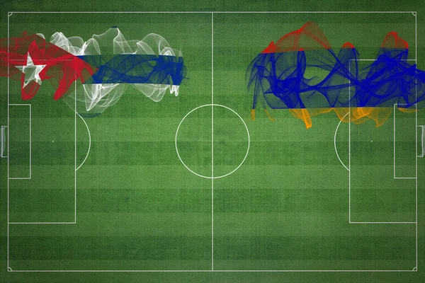 Cuba Arménie Soccer Match Národní Barvy Národní Vlajky Fotbalové Hřiště — Stock fotografie