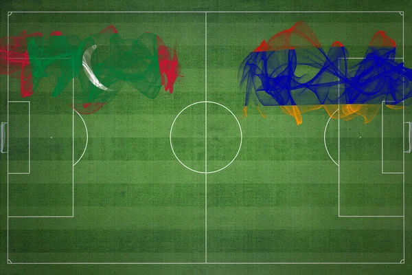 Maledivy Arménie Soccer Match Národní Barvy Národní Vlajky Fotbalové Hřiště — Stock fotografie
