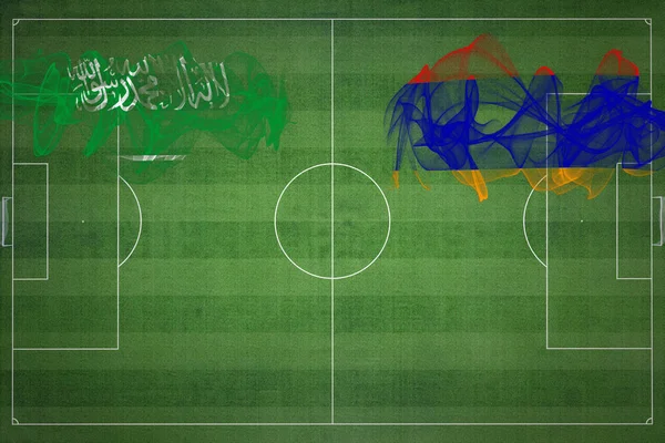 Saudi Arabia Armenia Soccer Match National Colors National Flags Soccer — Stock Photo, Image