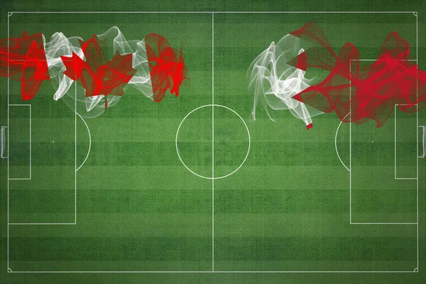 Матч Канада Бахрейн Национальные Цвета Национальные Флаги Футбольное Поле Футбольный — стоковое фото