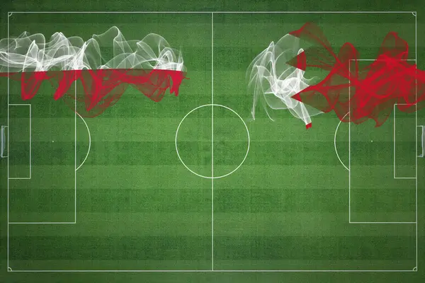 Polen Bahrain Soccer Match Nationella Färger Nationella Flaggor Fotbollsplan Fotbollsmatch — Stockfoto