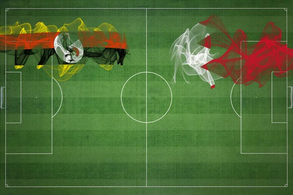 Uganda Bahrein Voetbal Match Nationale Kleuren Nationale Vlaggen Voetbalveld Voetbalwedstrijd — Stockfoto